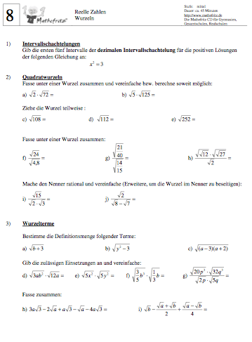 Wurzeln Aufgaben Klasse 9 Wurzeln Aufgaben Klasse 9